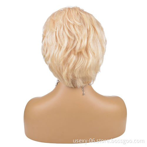 613 Virgin Hair Short Wigs For Black Women Blonde Brazilian Hair Lace Front Pixie Cut Human Hair Wig